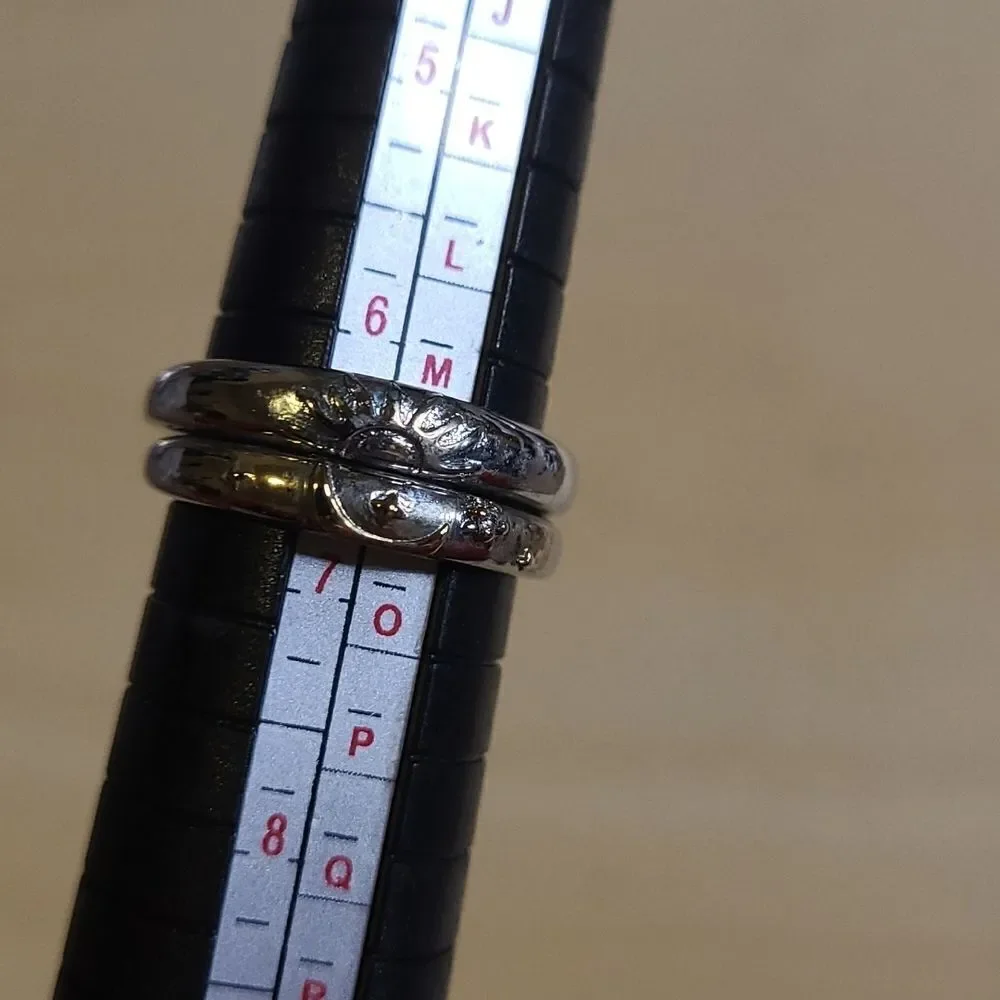 2 Sterling Silver Sun and Moon rings Size 6.5 and adjustable